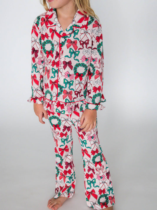 Girls Holly Bows Pajama Set