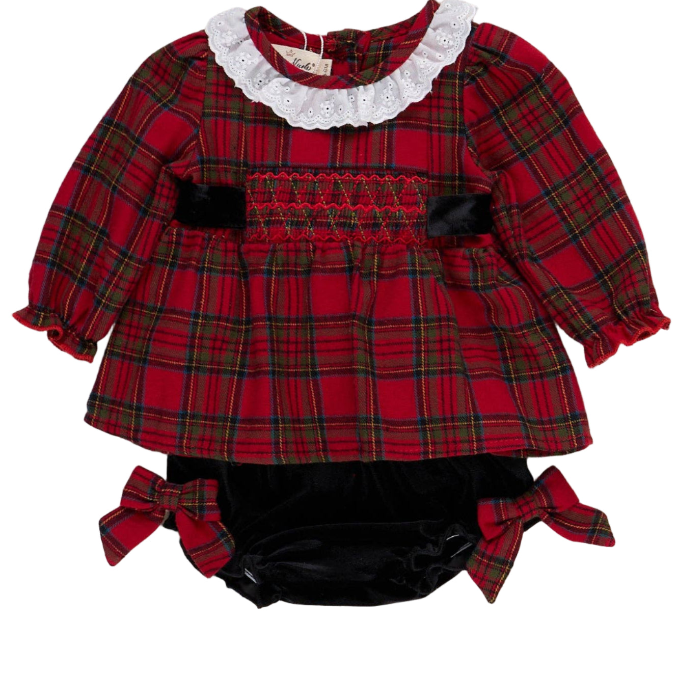 Jolly Party Smocked Flannel Bloomers Outfit