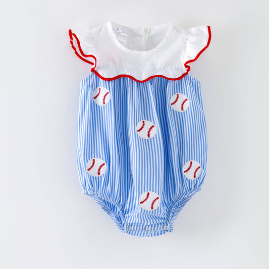 Baseballs & Stripes Bubble Romper