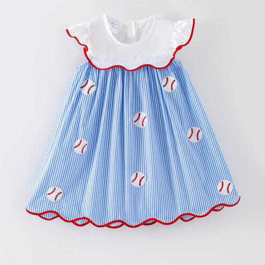 Baseballs & Stripes Collared Dress