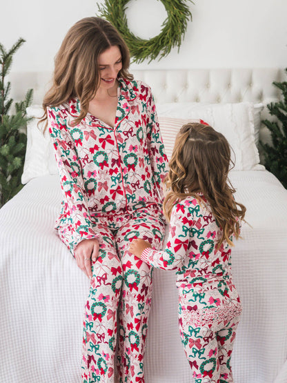 Women's Bamboo Holly Bows Pajama Set - Family Matching