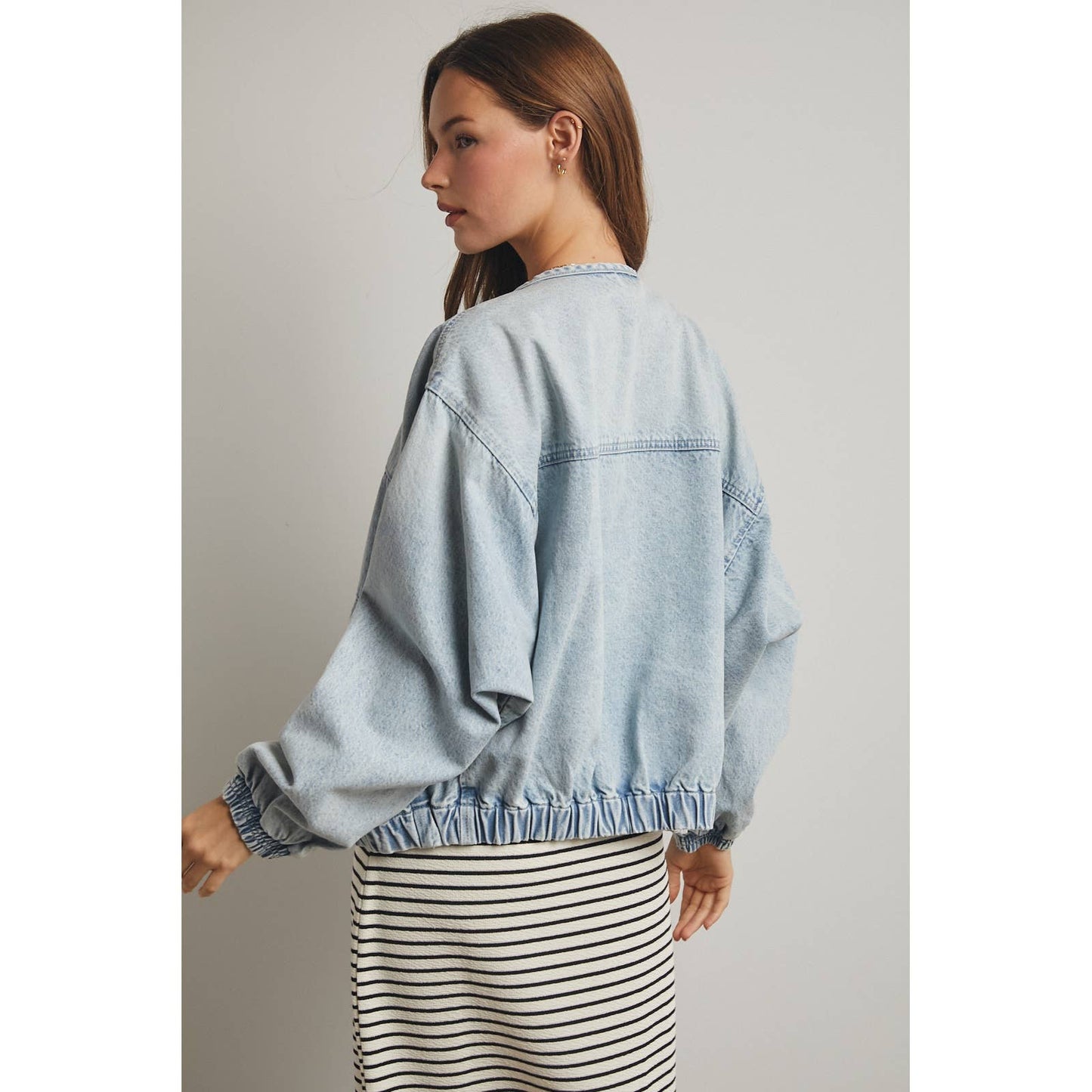 WASHED DENIM BOMBER JACKET