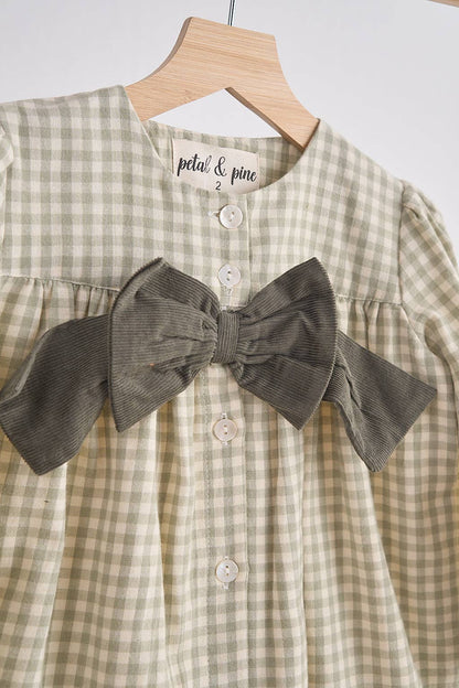 Green Gingham Bow Dress