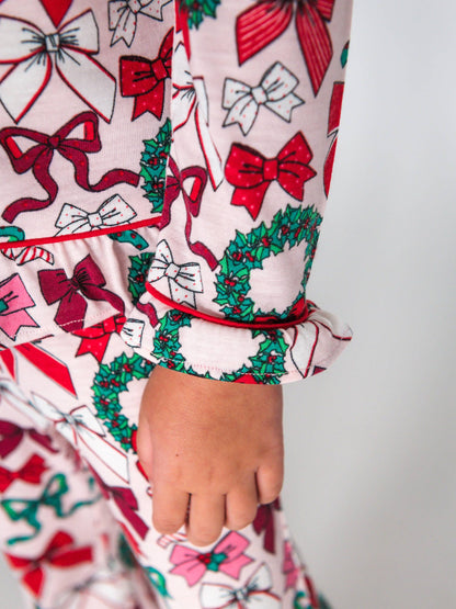Girls Holly Bows Pajama Set