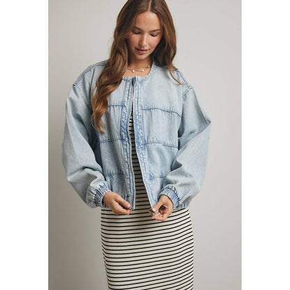 WASHED DENIM BOMBER JACKET