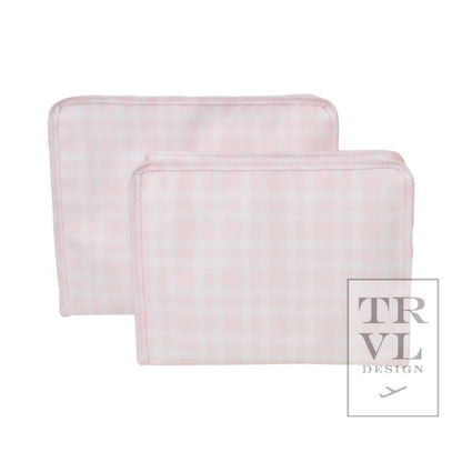 Roadie Large - Pimlico Plaid Pink Zip Pouch