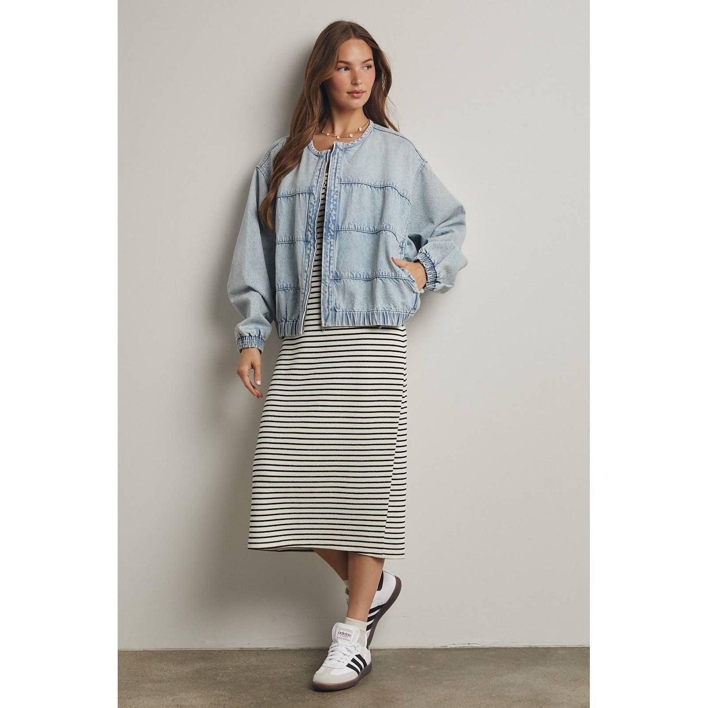 WASHED DENIM BOMBER JACKET