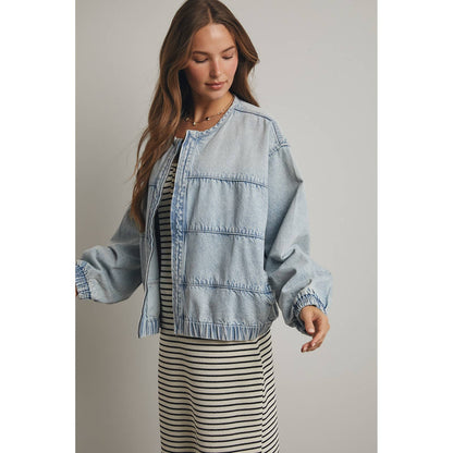 WASHED DENIM BOMBER JACKET