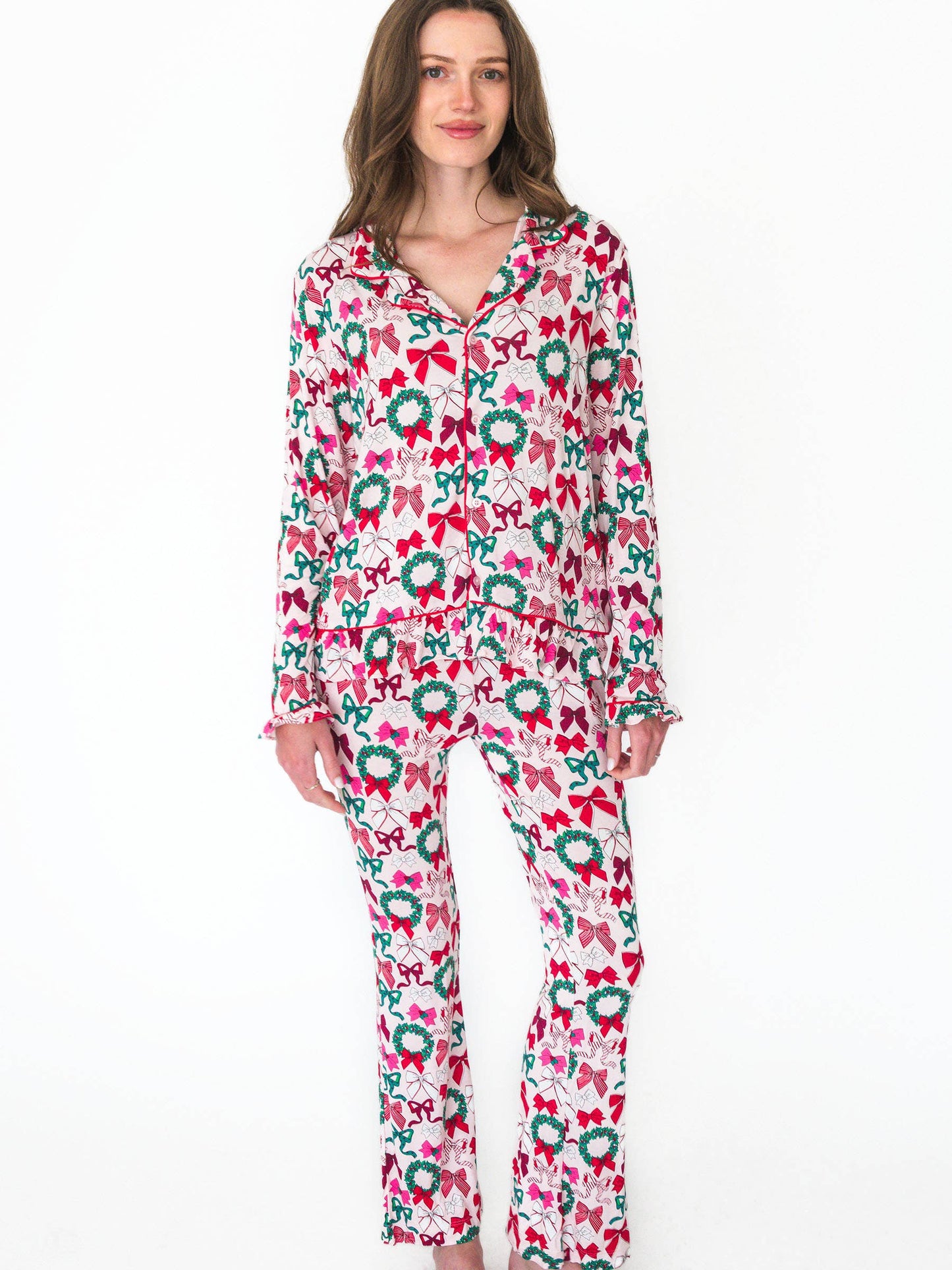 Women's Bamboo Holly Bows Pajama Set - Family Matching