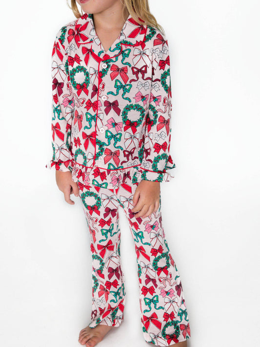 Girls Holly Bows Pajama Set
