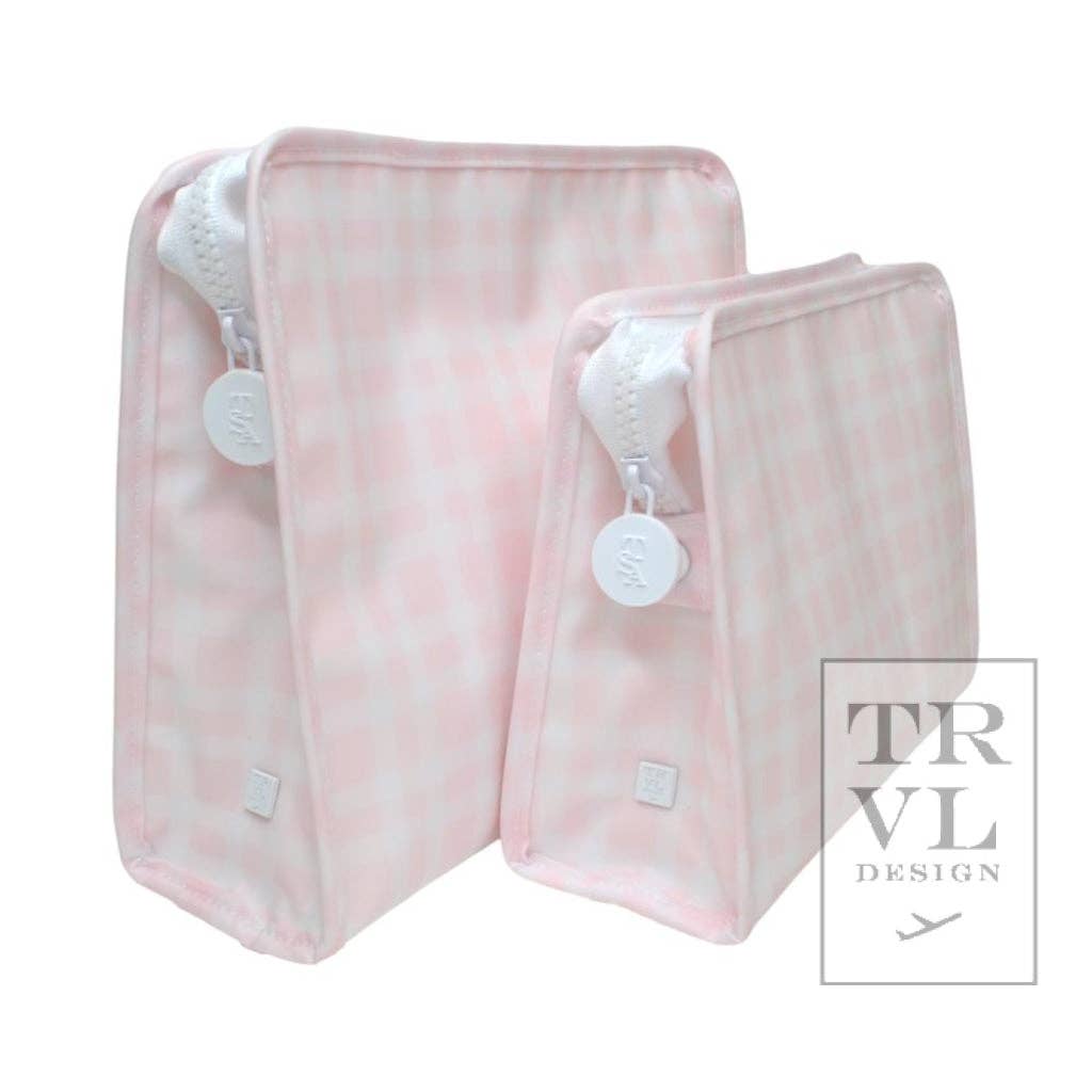 Roadie Large - Pimlico Plaid Pink Zip Pouch