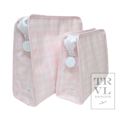 Roadie Large - Pimlico Plaid Pink Zip Pouch