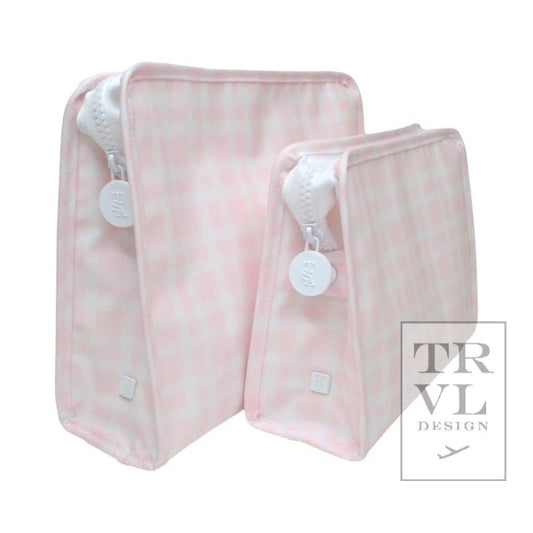 Roadie Large - Pimlico Plaid Pink Zip Pouch