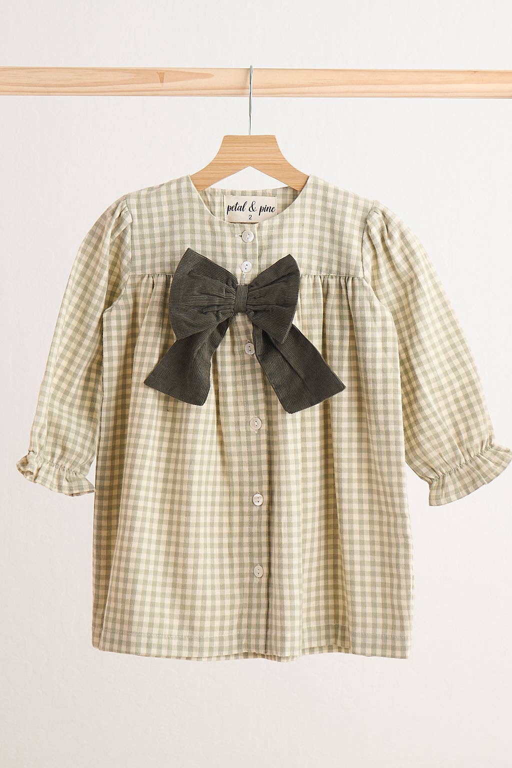 Green Gingham Bow Dress