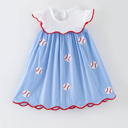 Baseballs & Stripes Collared Dress