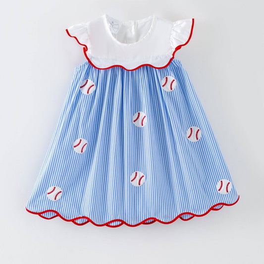 Baseballs & Stripes Collared Dress