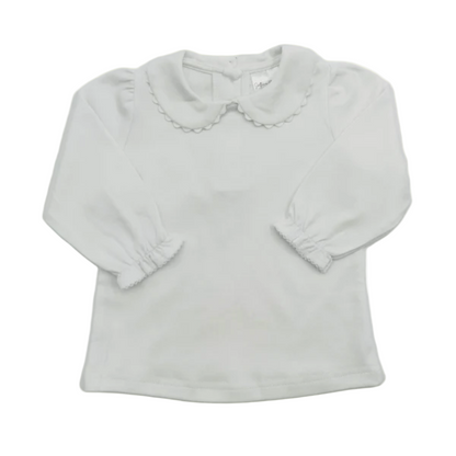 Girls Long Sleeve Scalloped Collared Shirt