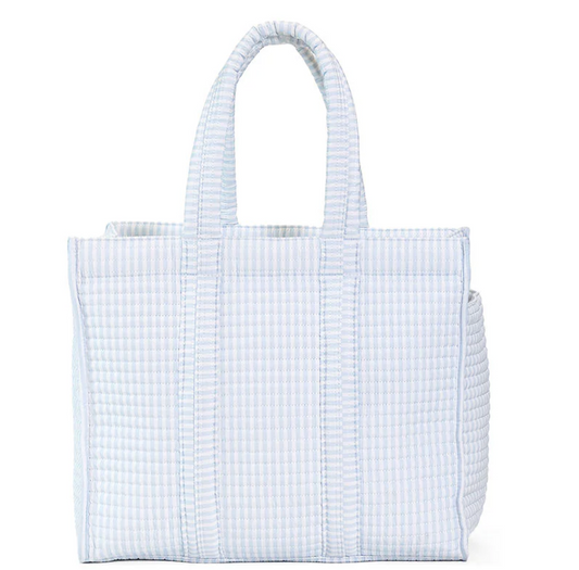 QUILTED GO GO TOTE - PIMLICO STRIPE BLUE