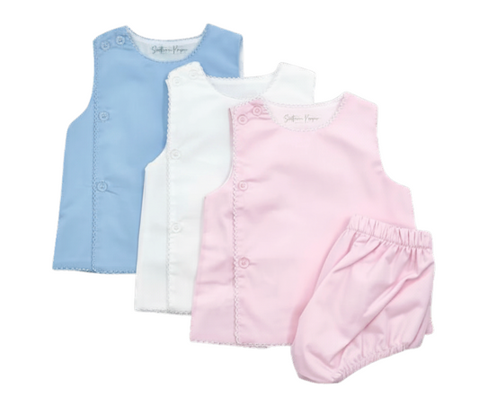 Scalloped Diaper Set - White