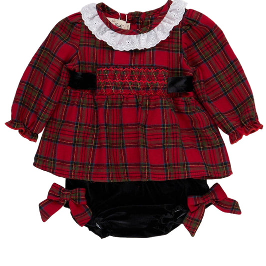 Jolly Party Smocked Flannel Bloomers Outfit