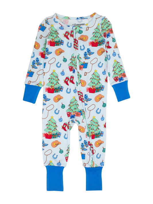 Blue Yeehaw Bamboo Convertible Footie (Boys)