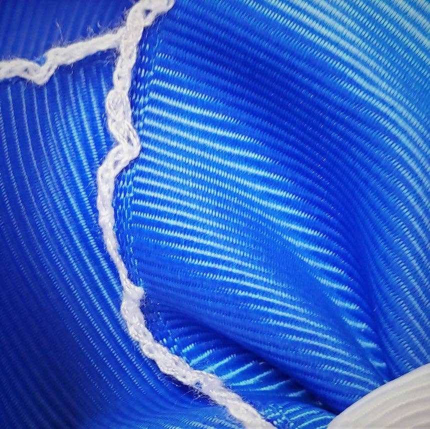 Royal Blue & White Moonstitch Oversized Hair Bow
