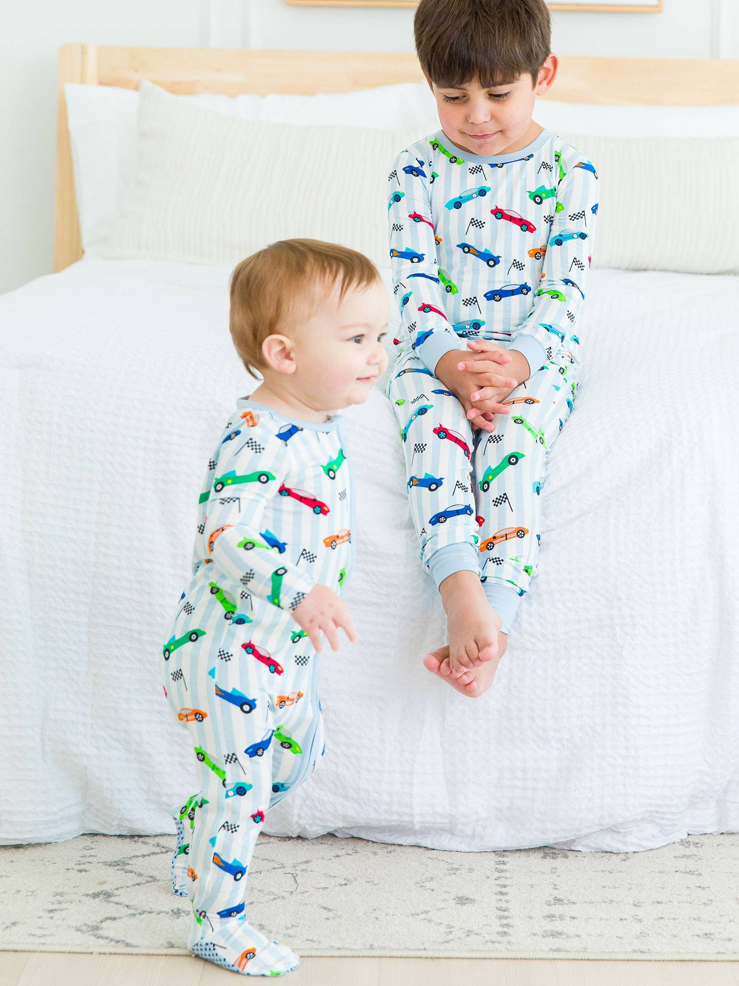 SoftSnooze™ Baby Boys Bamboo Viscose Let's Roll Racecars Footed One Piece Pajama