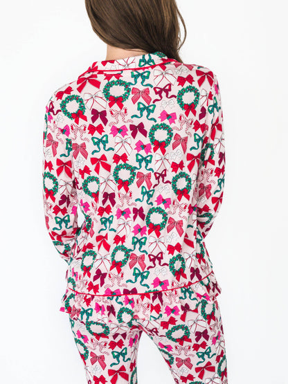 Women's Bamboo Holly Bows Pajama Set - Family Matching