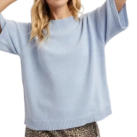 Mockneck Knit Sweater Top - Powder Blue